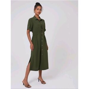 20. Short Sleeve Front Open Button Closure Side Slit Blouse Dress - A New Day